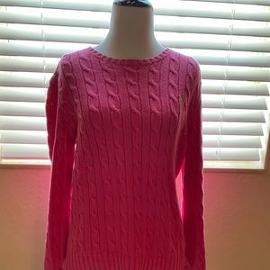 Ralph Lauren polo women’s pink cable sweater med